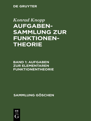cover image of Aufgaben zur elementaren Funktionentheorie